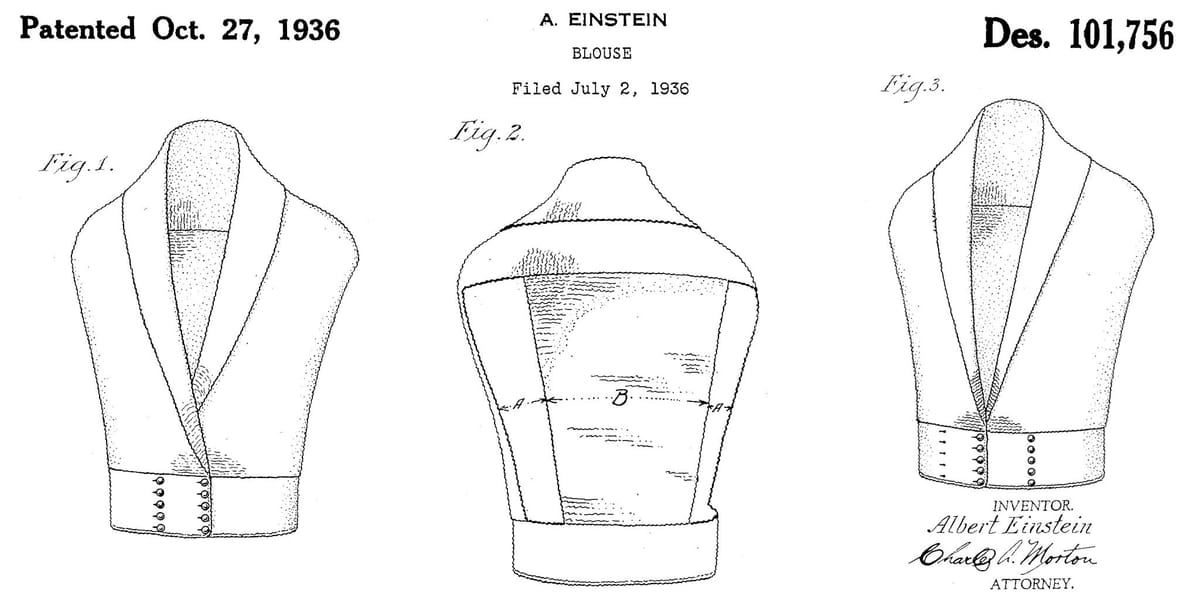 Albert Einstein design patent for blouse
