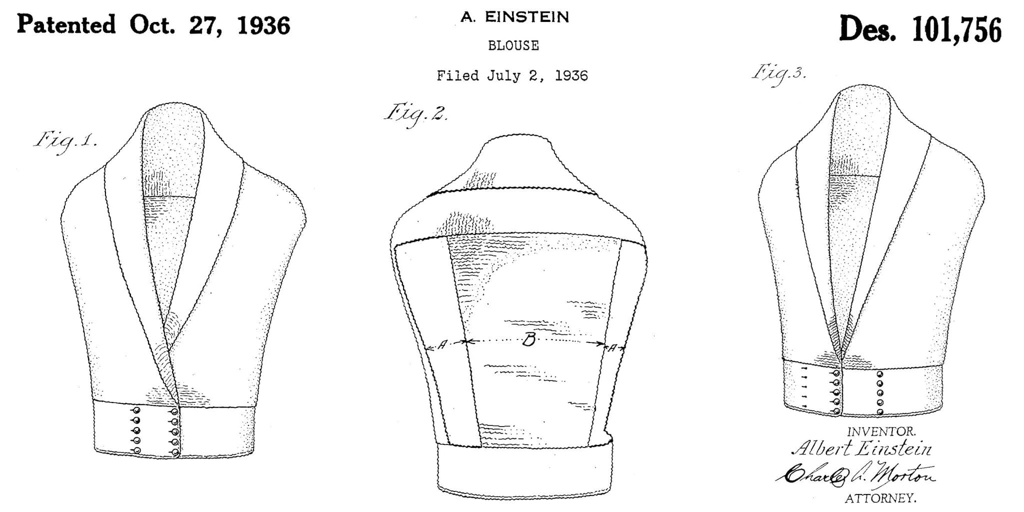 Albert Einstein design patent for blouse